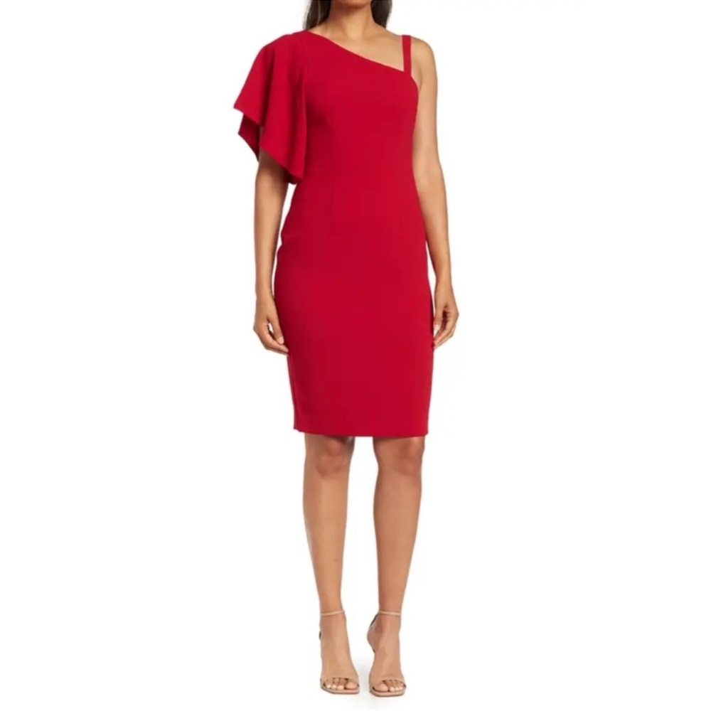 TRINA TURK NWT Upbeat One-Shoulder Sheath Dress *Sangria 4